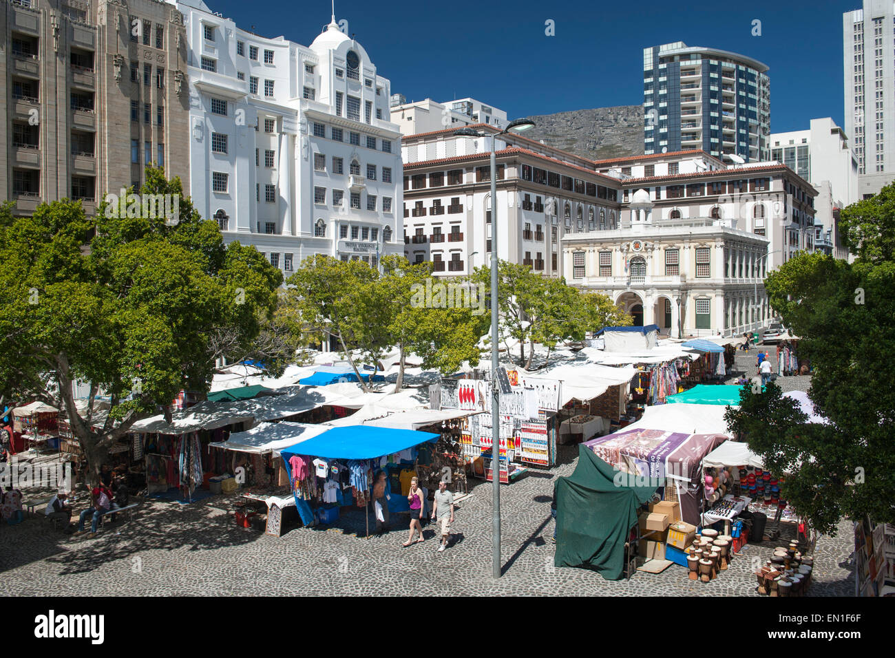 Greenmarket Square nel centro di Città del Capo, Sud Africa. Foto Stock