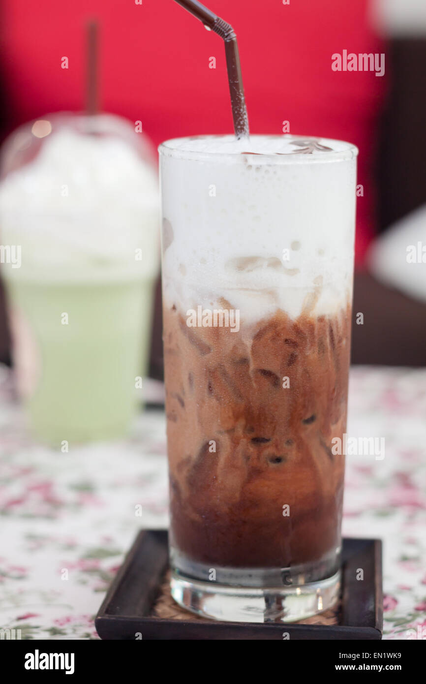Iced mocha latte con schiuma di micro, stock photo Foto Stock