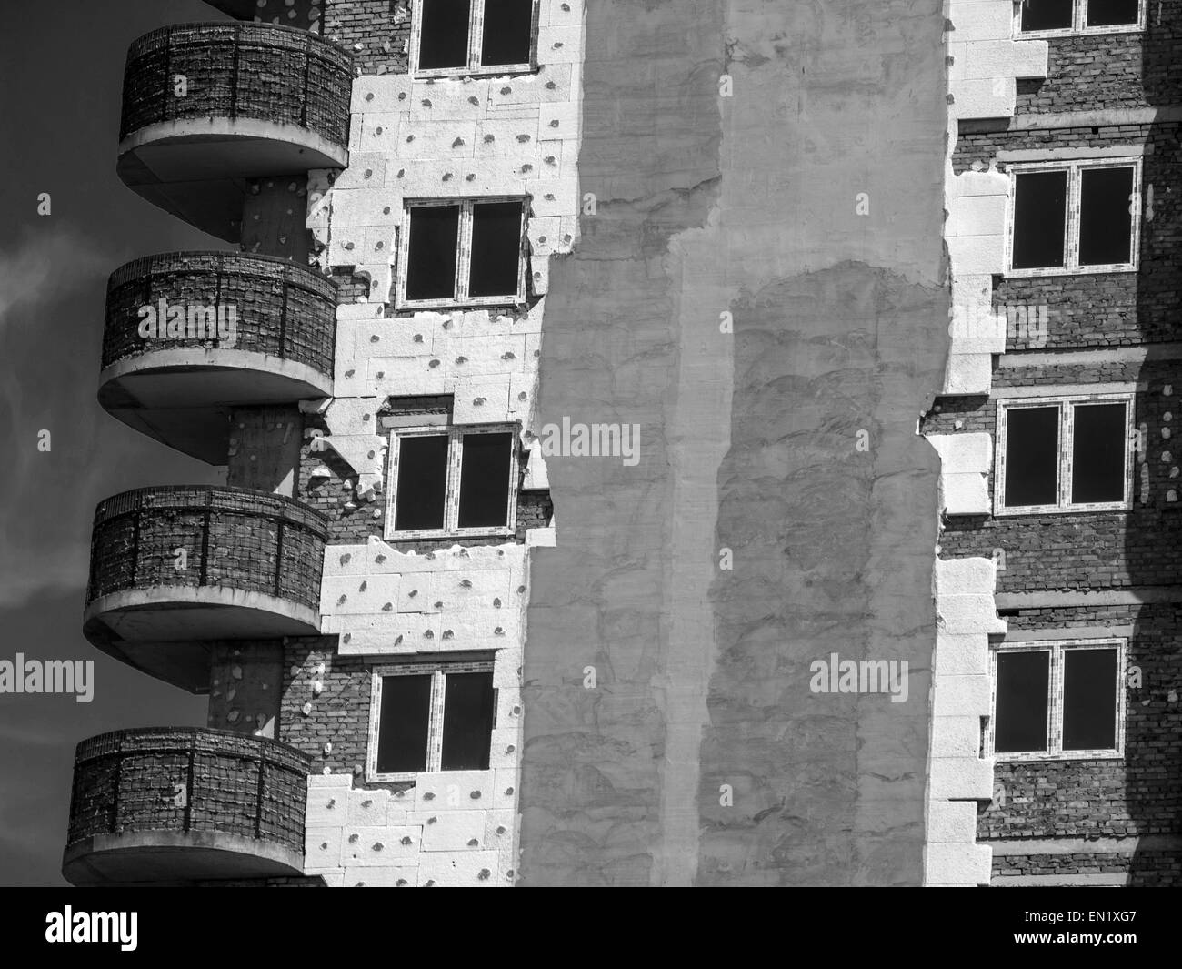 Aprile 24, 2015 - isolamento termico di un edificio con appartamenti di pannelli in poliuretano (credito Immagine: © ZUMA filo) Foto Stock