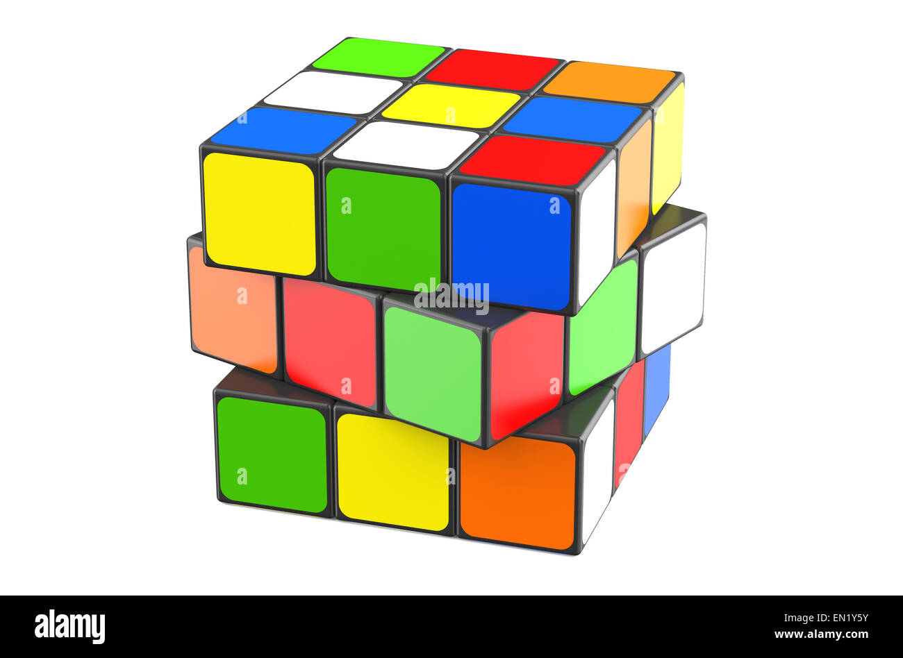 Cubo di Rubik isolati su sfondo bianco Foto Stock
