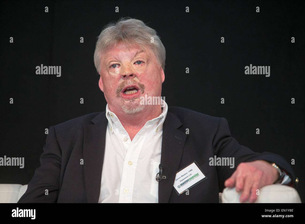 Falkland veterano di guerra,Simon Weston,intervenendo a una conferenza d'affari a Islington, Londra Foto Stock