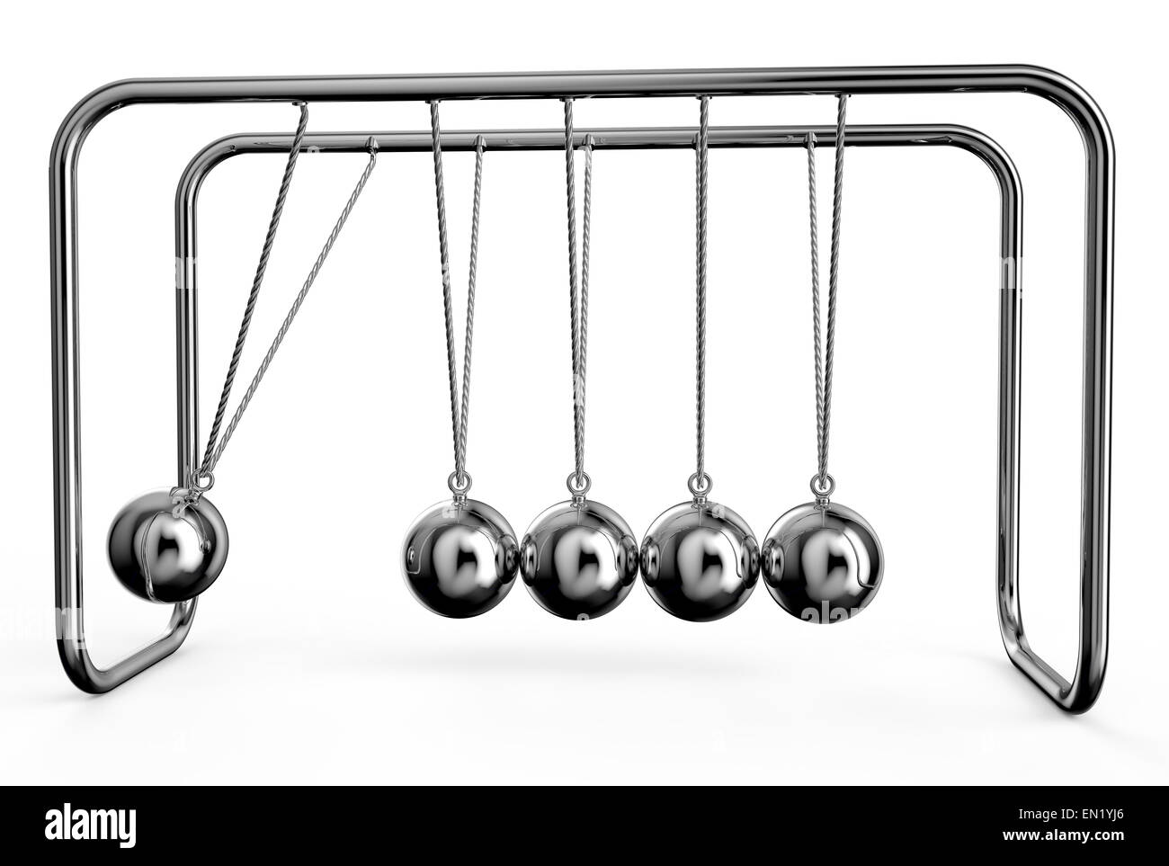 Di Newton culla isolati su sfondo bianco Foto Stock