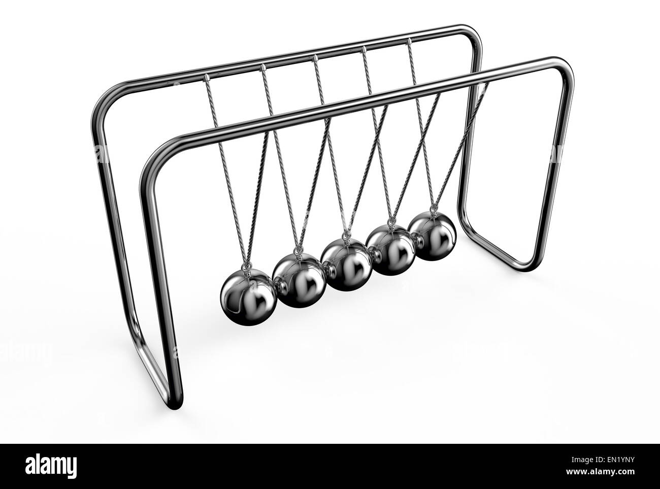 Newton's balls culla isolati su sfondo bianco Foto Stock