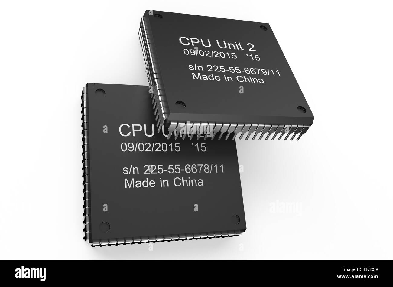 Computer nero microchip isolati su sfondo bianco Foto Stock