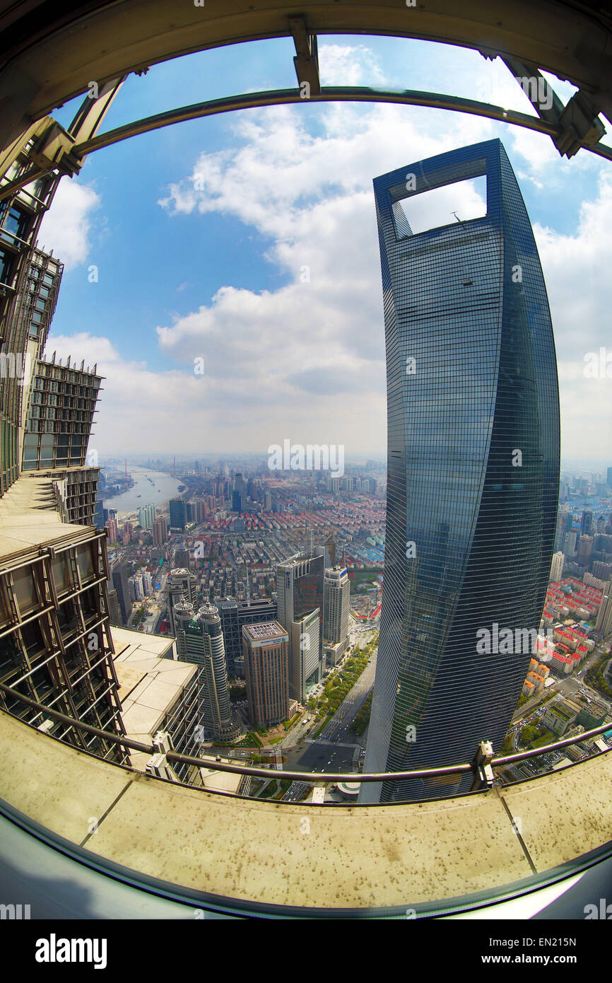 Il World Financial Center di Shanghai grattacielo in costruzione Luijiazui, Pudong, Shanghai, Cina Foto Stock