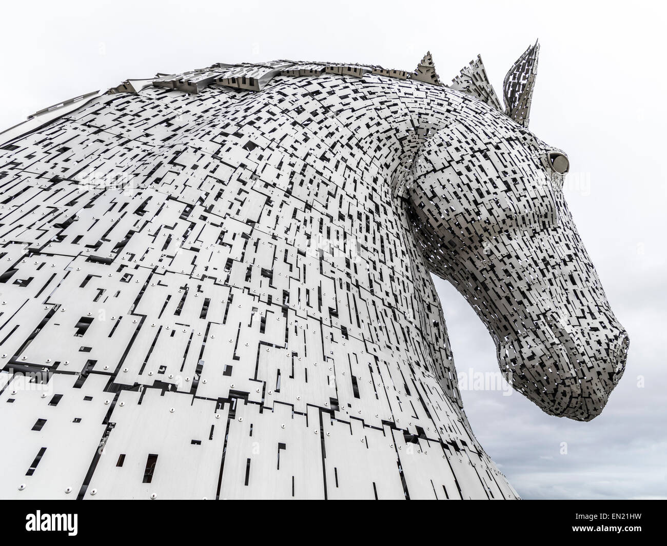 Il Kelpies, 30-metro alta horse sculture di Andy Scott. Falkirk, Scozia Foto Stock