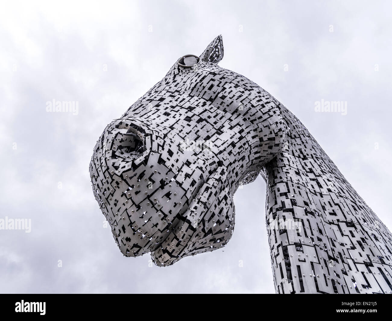 Il Kelpies, 30-metro alta horse sculture di Andy Scott. Falkirk, Scozia Foto Stock