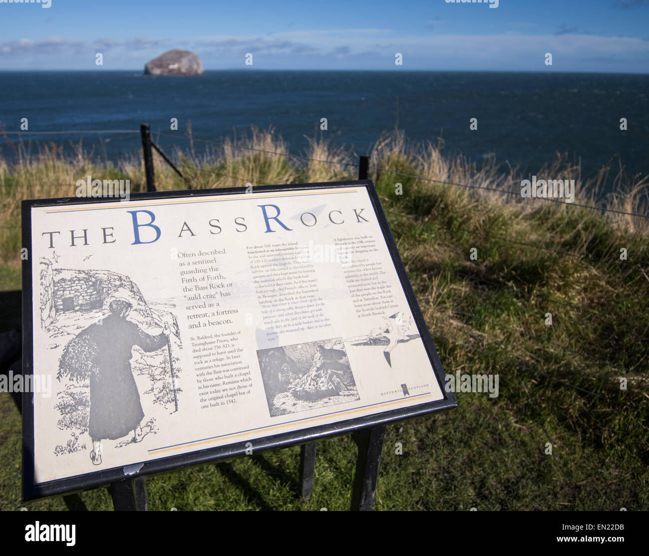 La Bass Rock, un'isola nella parte esterna del Firth of Forth ad est della Scozia. casa di oltre 150.000 sule Foto Stock