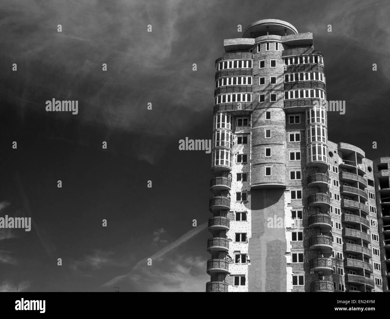 Aprile 24, 2015 - isolamento termico di un edificio con appartamenti di pannelli in poliuretano © Igor Golovniov/ZUMA filo/Alamy Live News Foto Stock