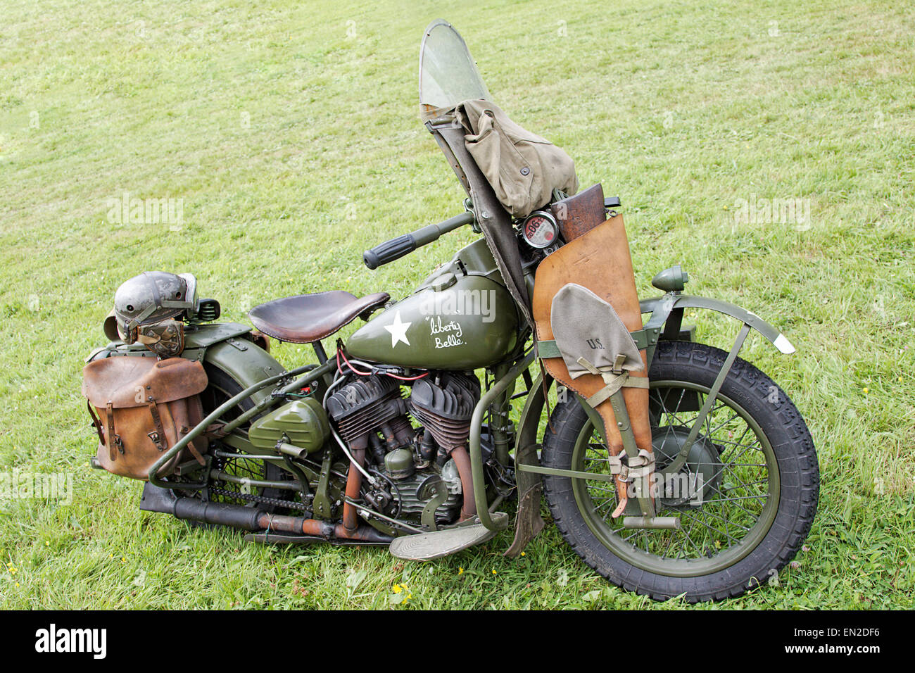 US Army Harley Davidson Moto WLA Liberty Belle 9 (che mostra la strada del Regno Unito licenza fiscale per il 2011) Foto Stock