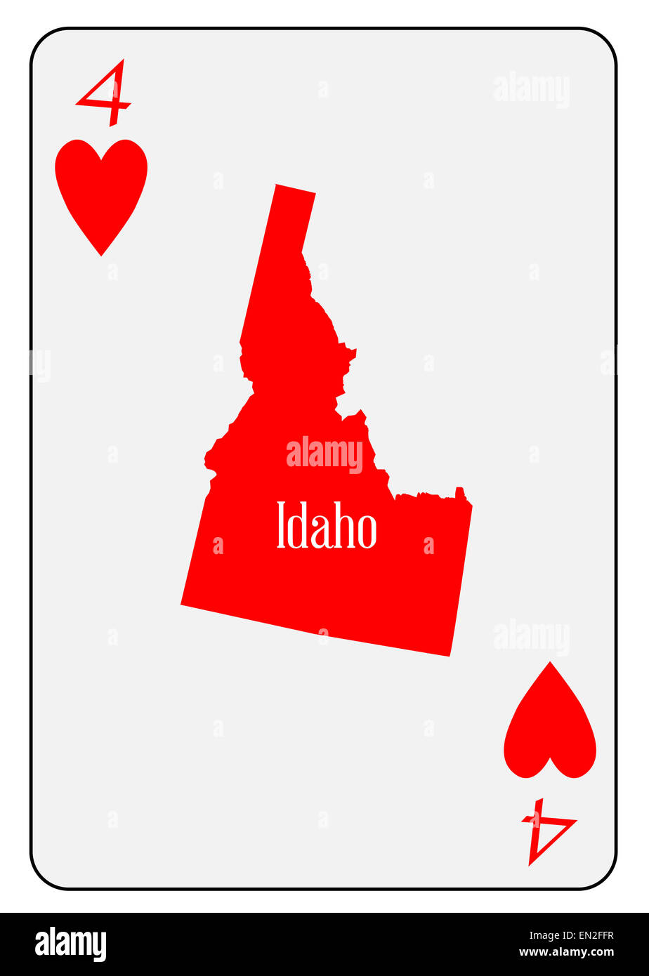Mappa di contorno di Idaho e utilizzato come 4 di cuori motivo in una carta da gioco Foto Stock