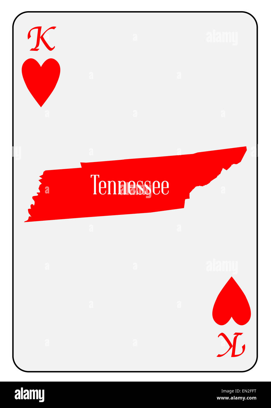 Mappa di contorno del Tennessee e utilizzato come il Re di Cuori motivo in una carta da gioco Foto Stock