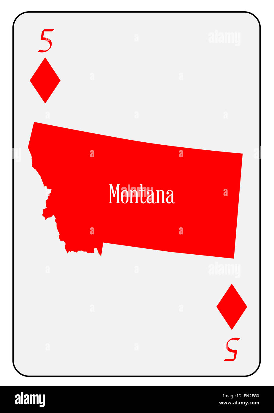Mappa di contorno del Montana e utilizzato come 5 di diamanti motivo in una carta da gioco Foto Stock