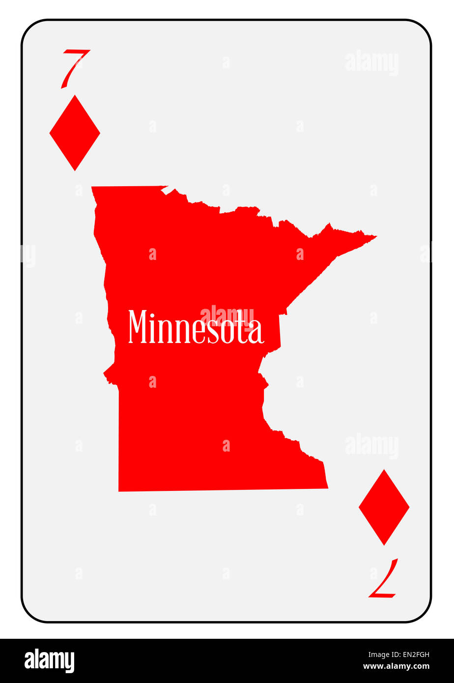 Mappa di contorno di Minnesota e utilizzato come 7 di diamanti motivo in una carta da gioco Foto Stock