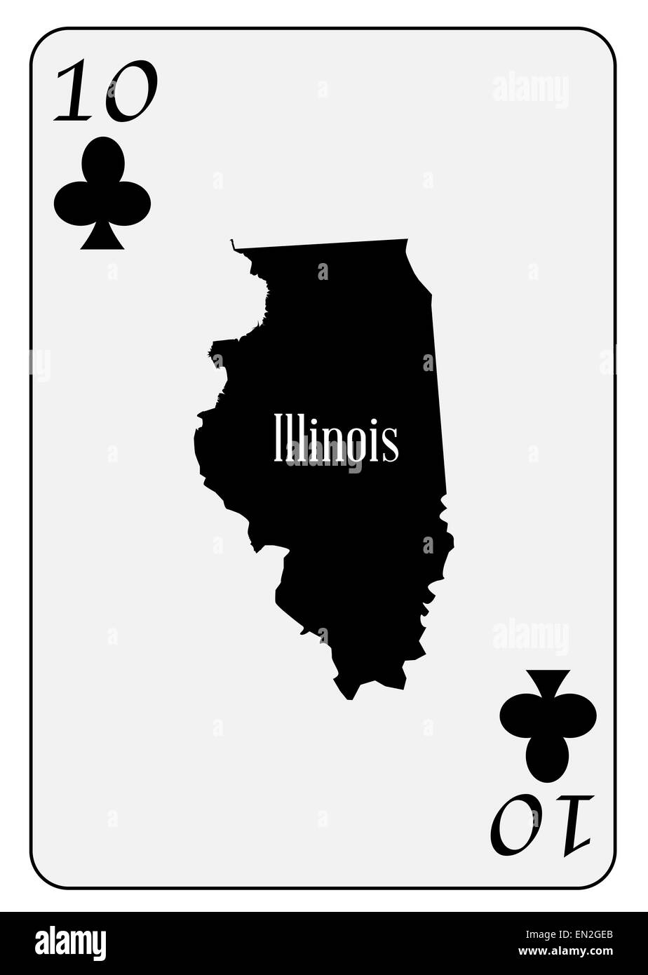 Mappa di contorno di Illinois e utilizzato come 10 del club motivo in una carta da gioco Foto Stock