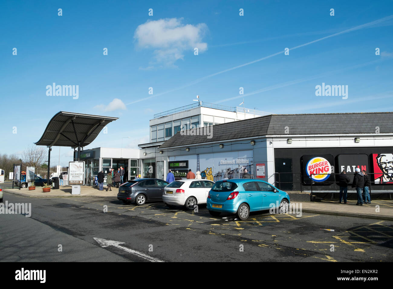 Charnock Richard stazione di servizio autostradale M6 Chorley Lancashire North West England Regno Unito Foto Stock