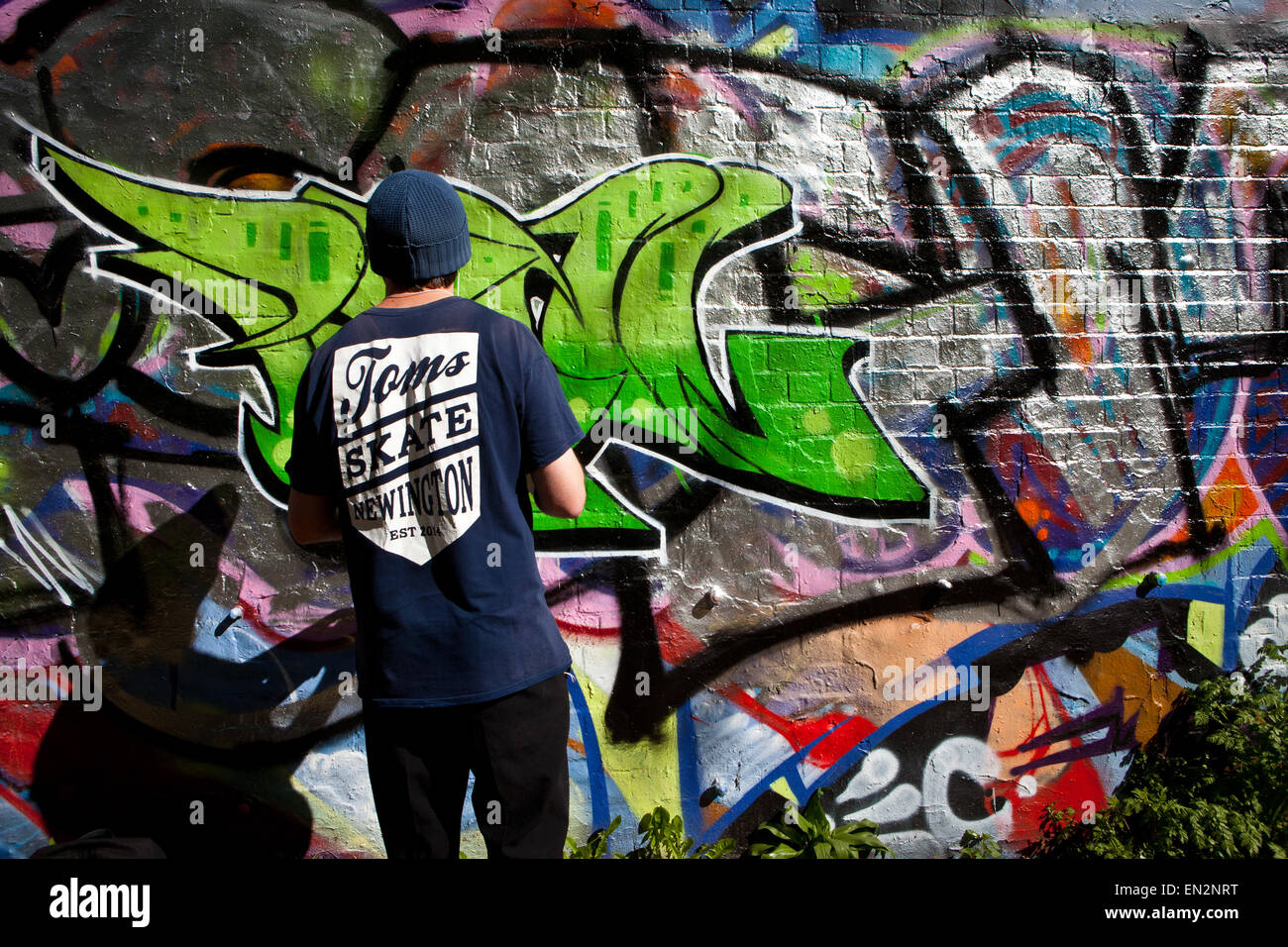 Artista di graffiti Foto Stock