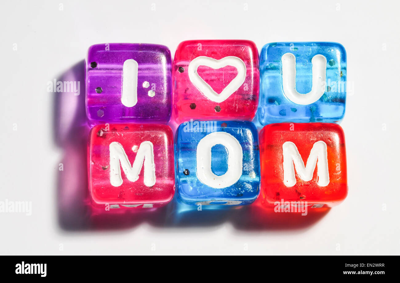 Ti amo mamma - Giorno della Madre immagine - piccole perle colorate Foto Stock