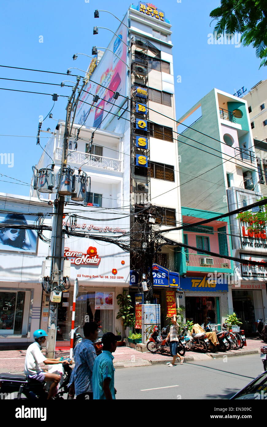 Piccolo albergo nella città di Ho Chi Minh (Saigon), Vietnam. Foto Stock