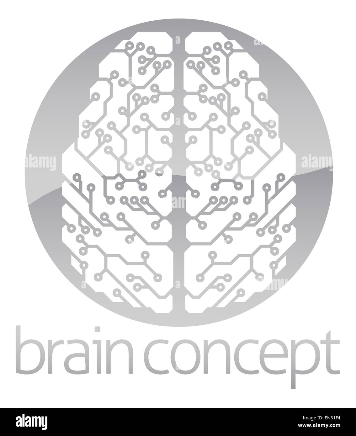 Una illustrazione astratta di un cervello elettronico, ai intelligenza artificiale circle concept design Foto Stock