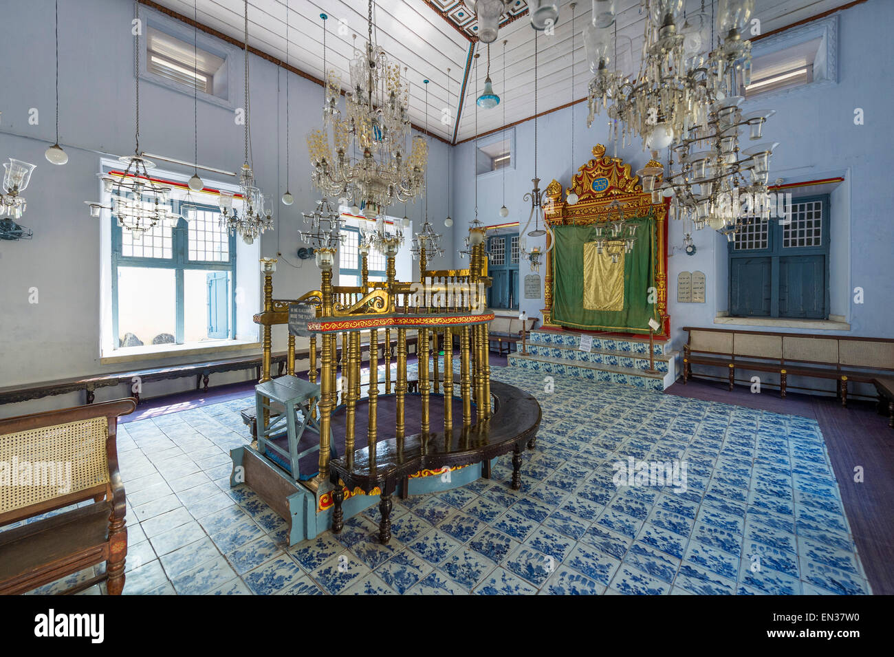 Sinagoga Paradesi, quartiere ebraico o ebreo Town, Mattancherry, Kochi, Cochin, Kerala, India Foto Stock