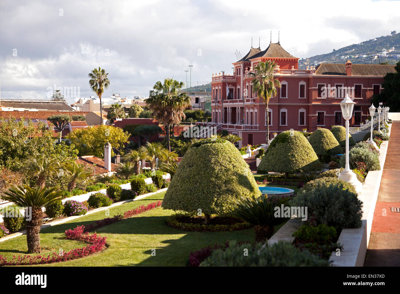 Jardines del Marquesado de la Quinta Roja o Jardín Victoria e Liceo de Taoro park, La Orotava, Tenerife, Isole Canarie Foto Stock