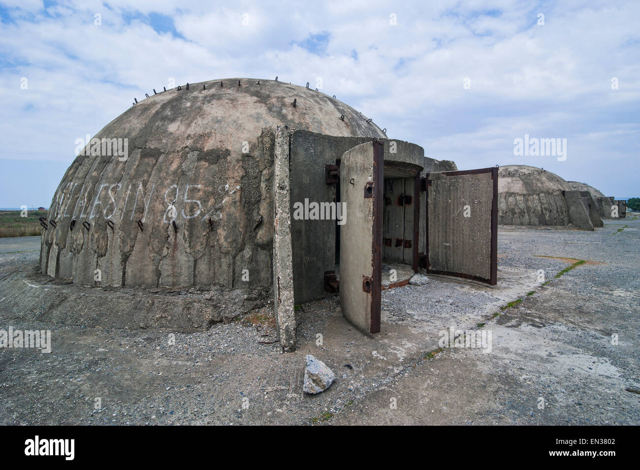 Sistema di Bunker, vicino al racconto, Albania Foto Stock