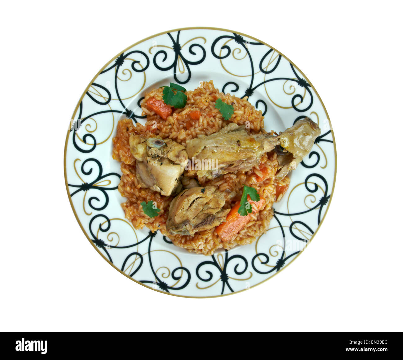 Riz gras poulet - - Riso grasso .Burkina Faso.cucina africana Foto Stock