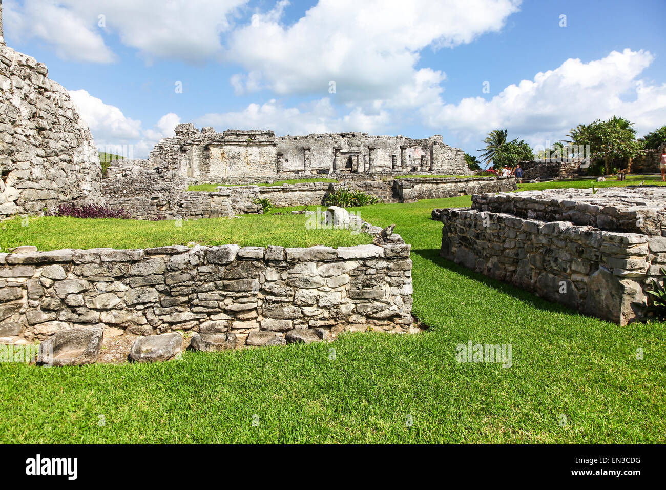 Tulum, resti il sito di Maya Maya della civiltà antica città murata sulla penisola dello Yucatan, Quintana Roo, Messico Foto Stock