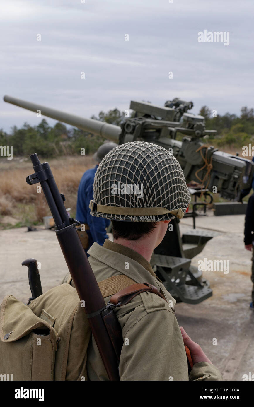 II Guerra Mondiale re-enactors a Fort miglia, (Delaware) Foto Stock