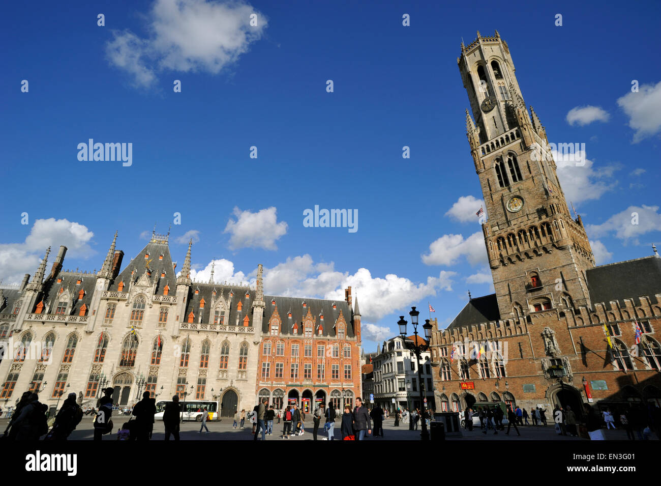Belgio, Bruges, The Markt, Piazza del mercato Foto Stock