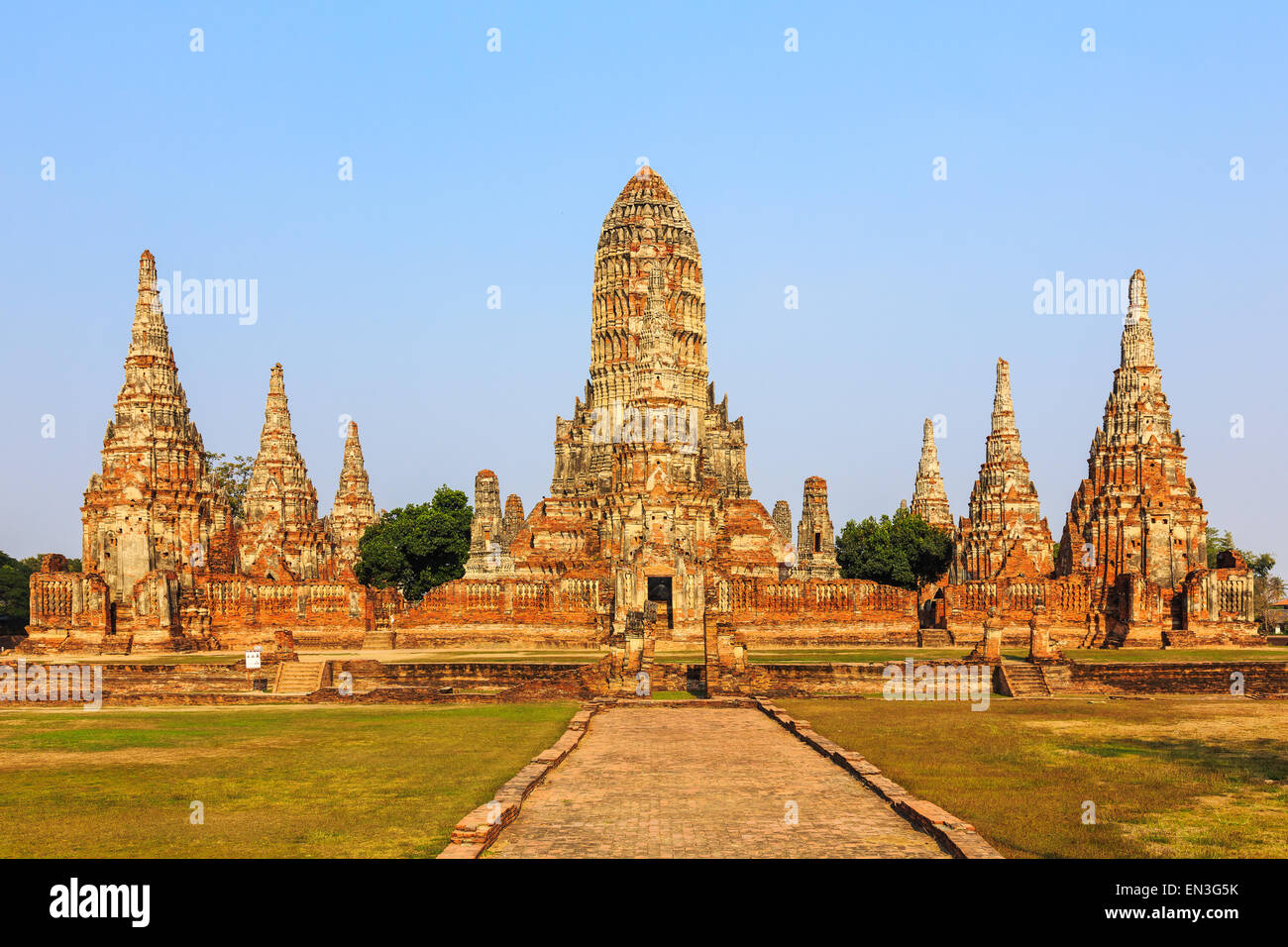 Wat Chaiwatthanaram tempio di Ayutthaya provincia. Al parco storico di Ayutthaya, Thailandia Foto Stock