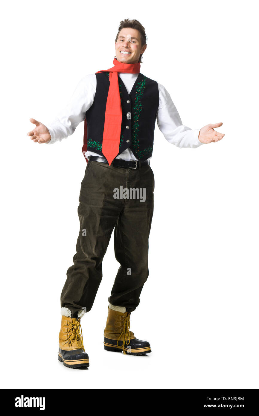 Uomo maturo con le braccia aperte Foto Stock