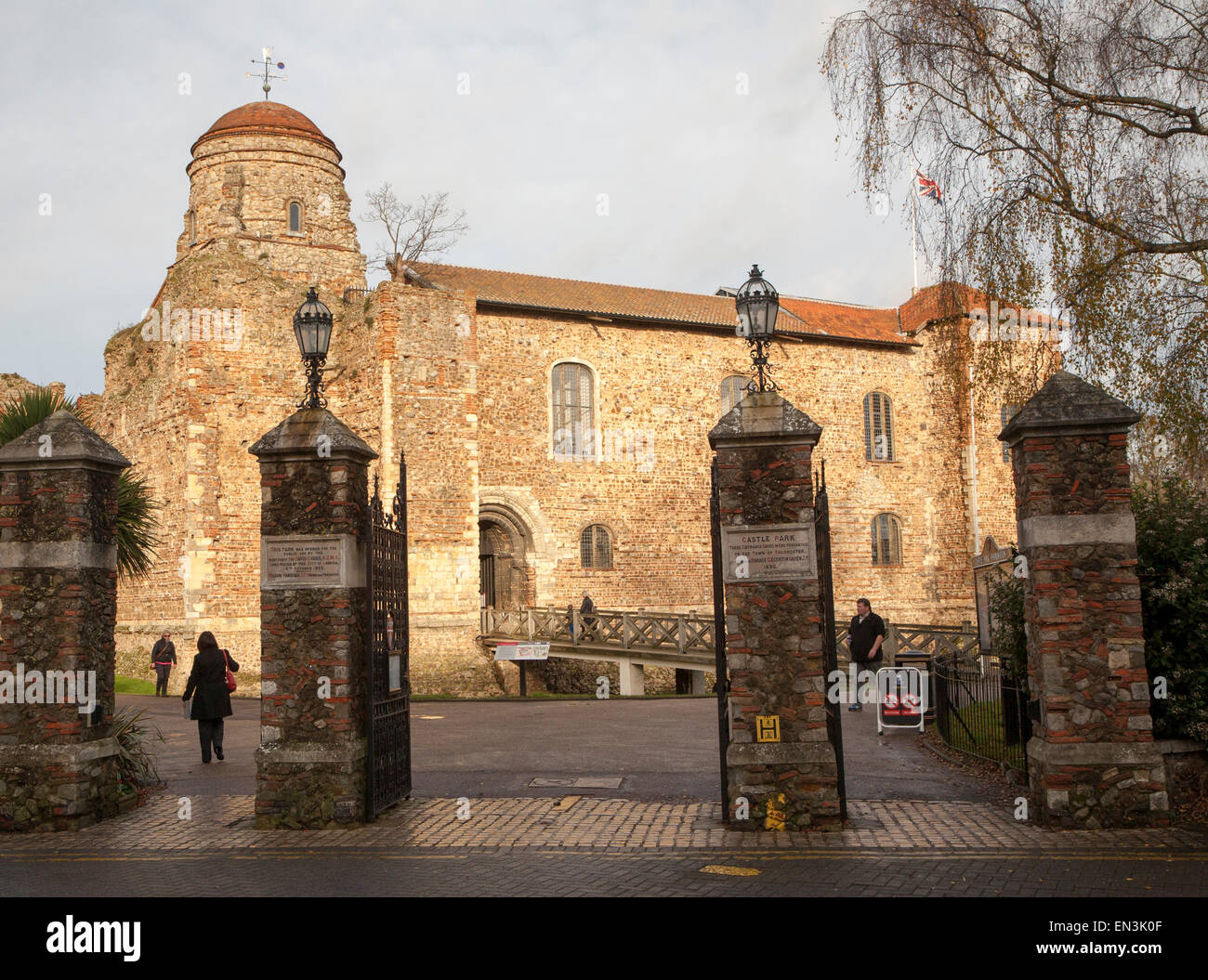 Lo storico Castello Normanno, Colchester, Essex, Inghilterra, Regno Unito Foto Stock