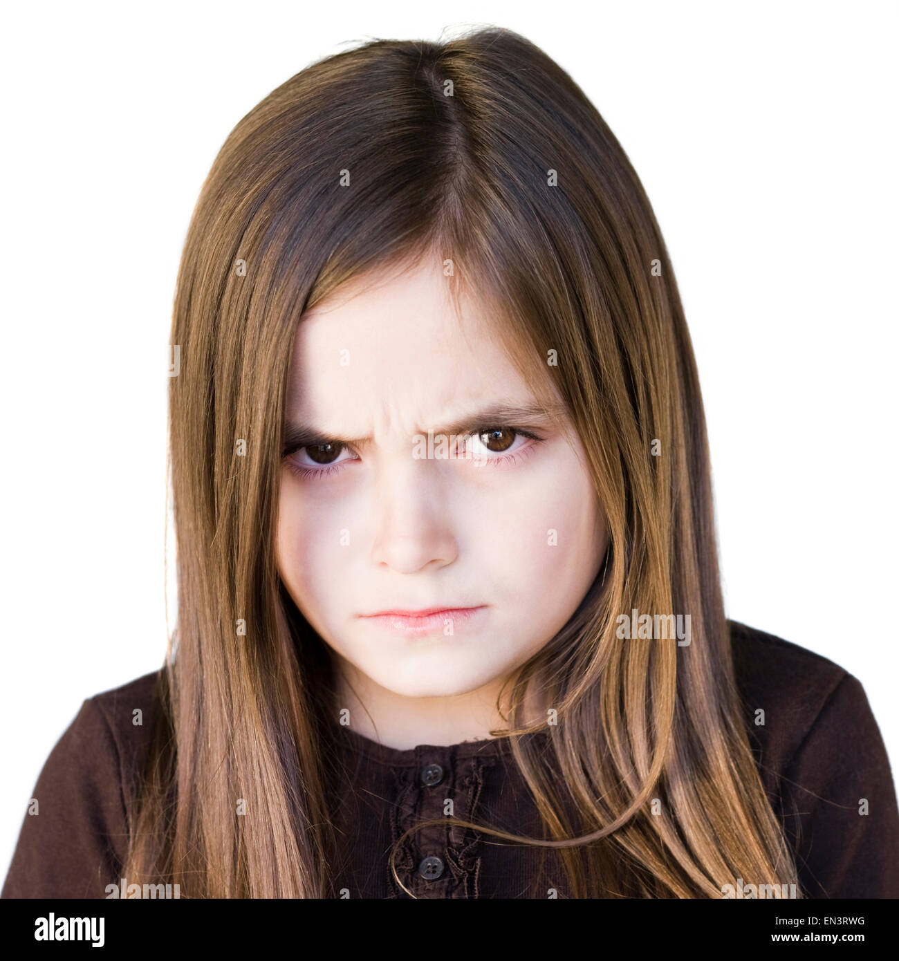 Ritratto di angry girl (8-9),studio shot Foto Stock