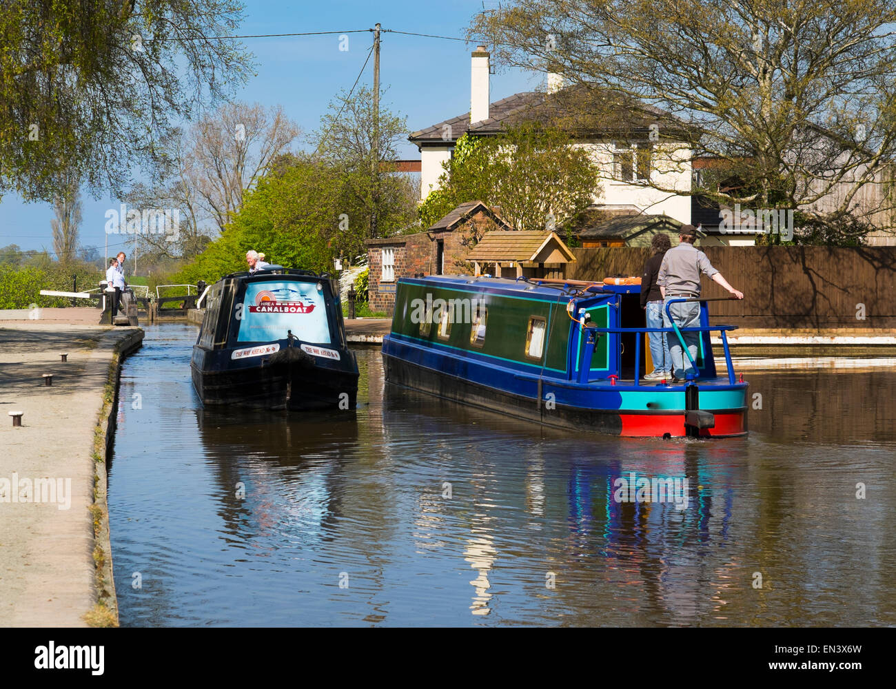 Battelli a Grindley Brook serrature, vicino Whitchurch, Shropshire, Inghilterra. Foto Stock