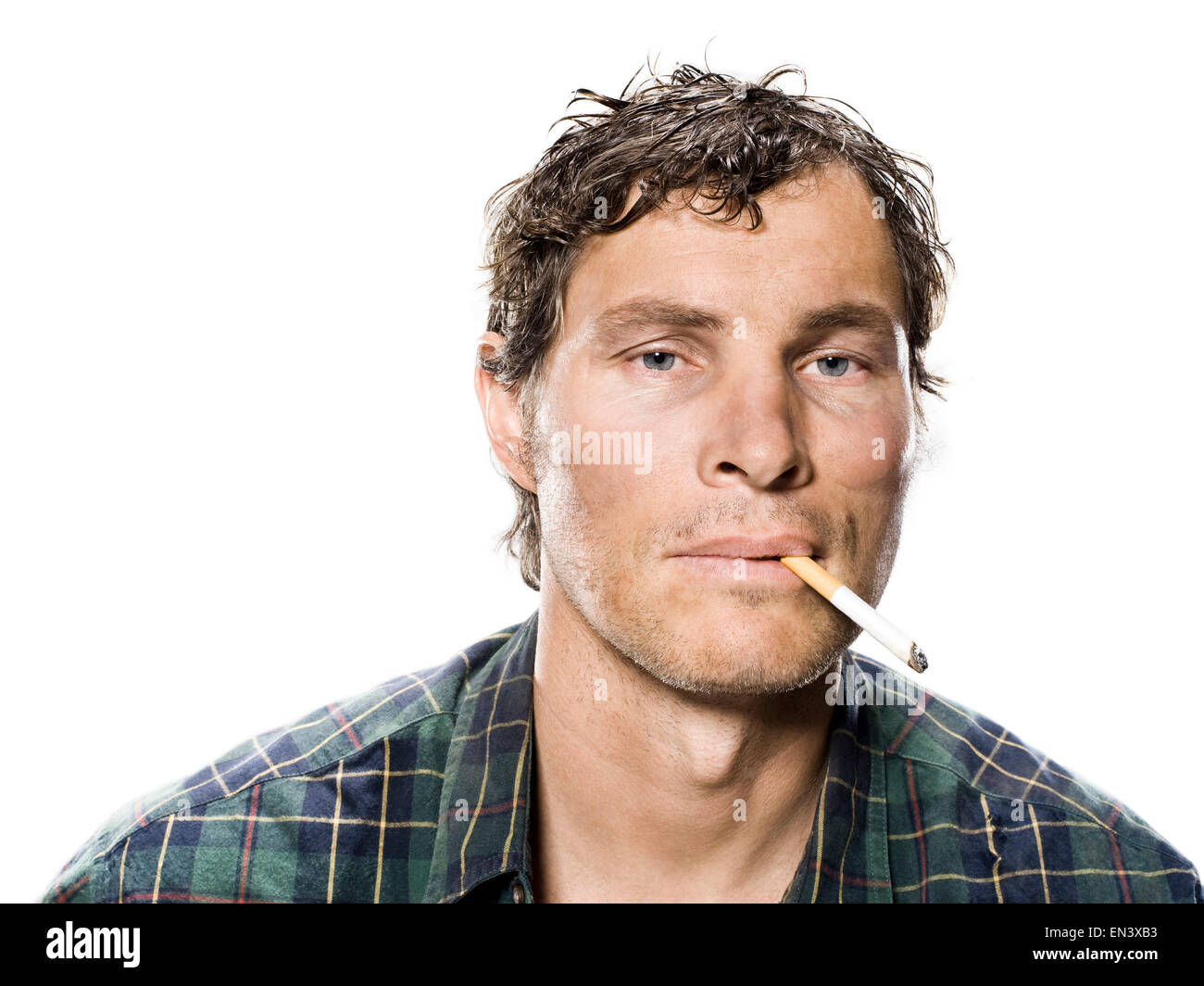 White Trash uomo fumatori Foto Stock