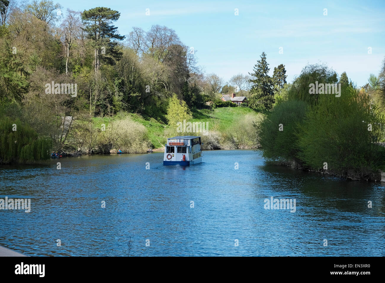 Shrewsbury, Shropshire: il fiume Severn e la cava area parco è un popolare tra la gente del posto e i visitatori a Shrewsbury Foto Stock