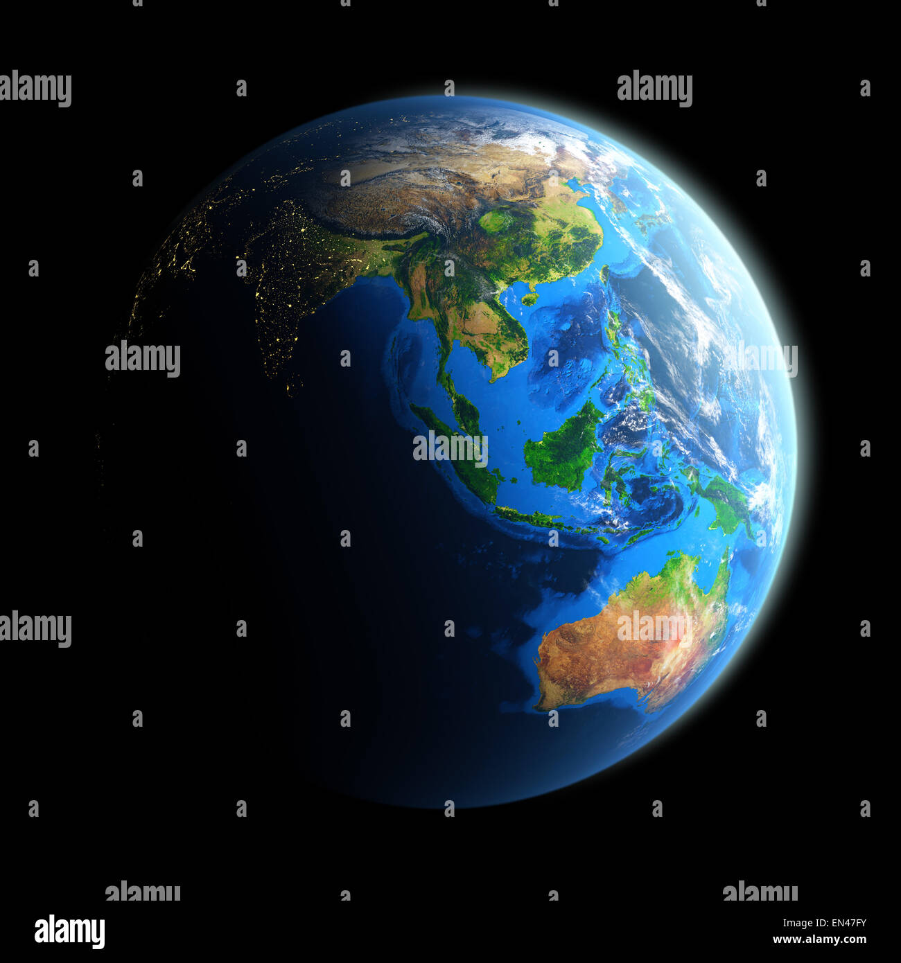 Immagine dettagliata della Terra, vista di asiatici e continente australiano. Gli elementi di questa immagine fornita dalla NASA Foto Stock