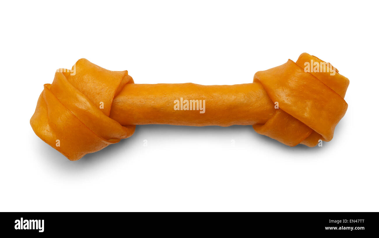 Rawhide prodotto da masticare per cani osso isolati su sfondo bianco. Foto Stock