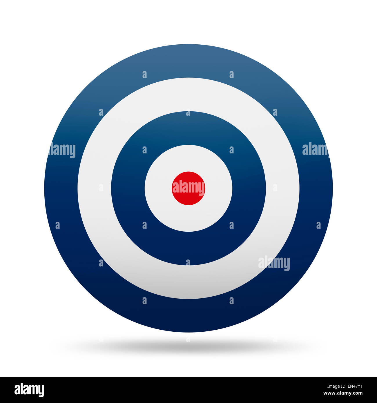 Round Target con anelli blu e rosso centro isolato su sfondo bianco. Foto Stock