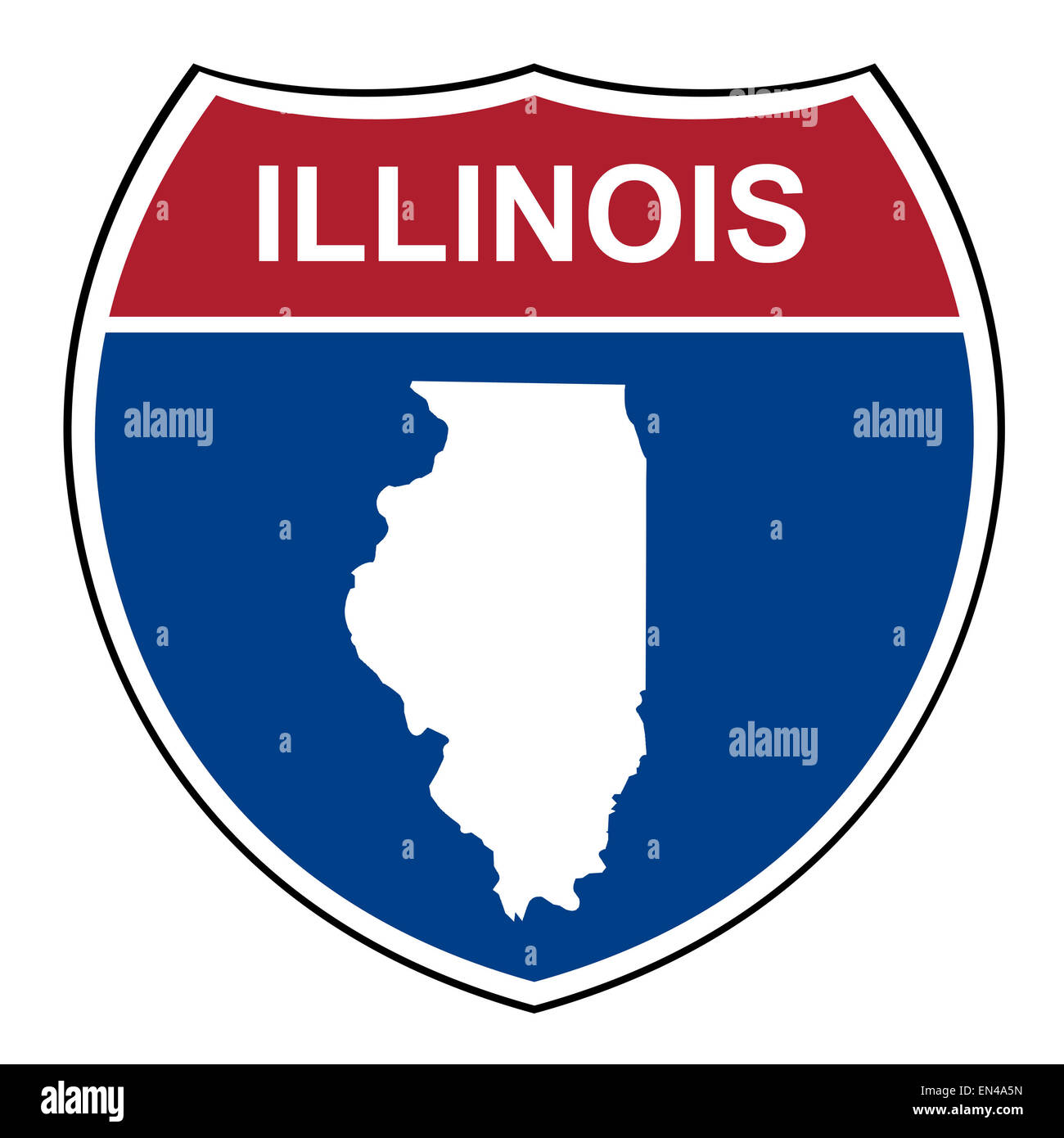 Illinois American Interstate Highway road scudo isolato su uno sfondo bianco. Foto Stock Illinois American Interstate Highway road scudo isolato su uno sfondo bianco. Foto Stock