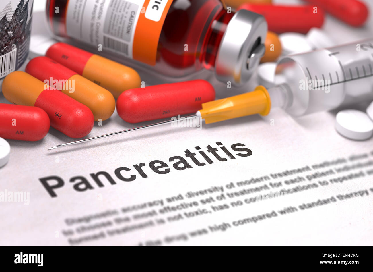 Diagnosi di pancreatite. Concetto medico. Foto Stock