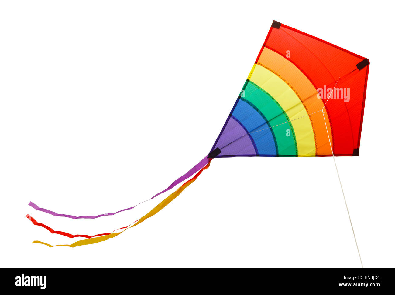 Piccolo battenti Rainbow Kite isolato su uno sfondo bianco. Foto Stock