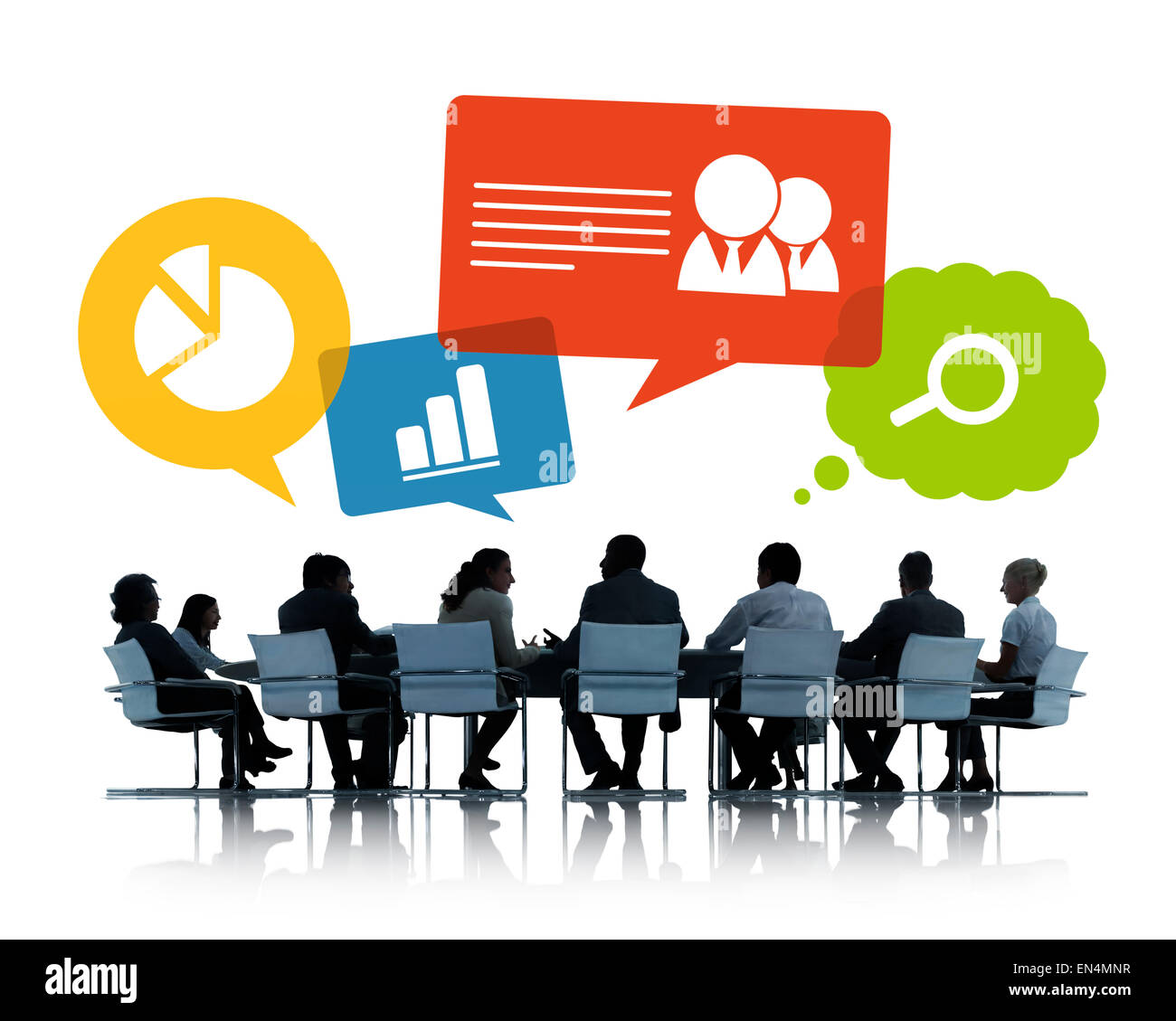 Sagome di Business persone per discutere le questioni aziendali Foto Stock