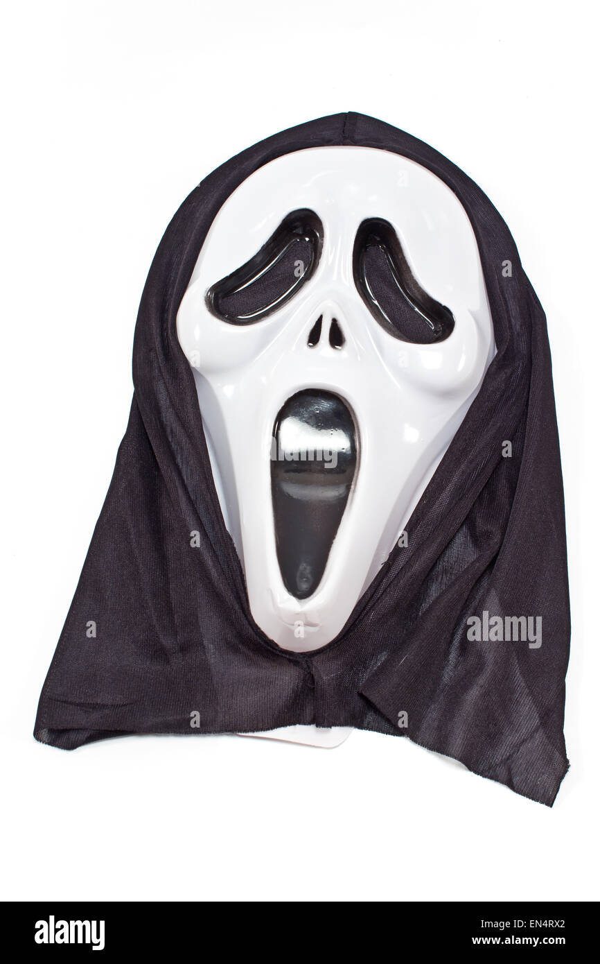 Scary Halloween mask isolato su bianco Foto Stock