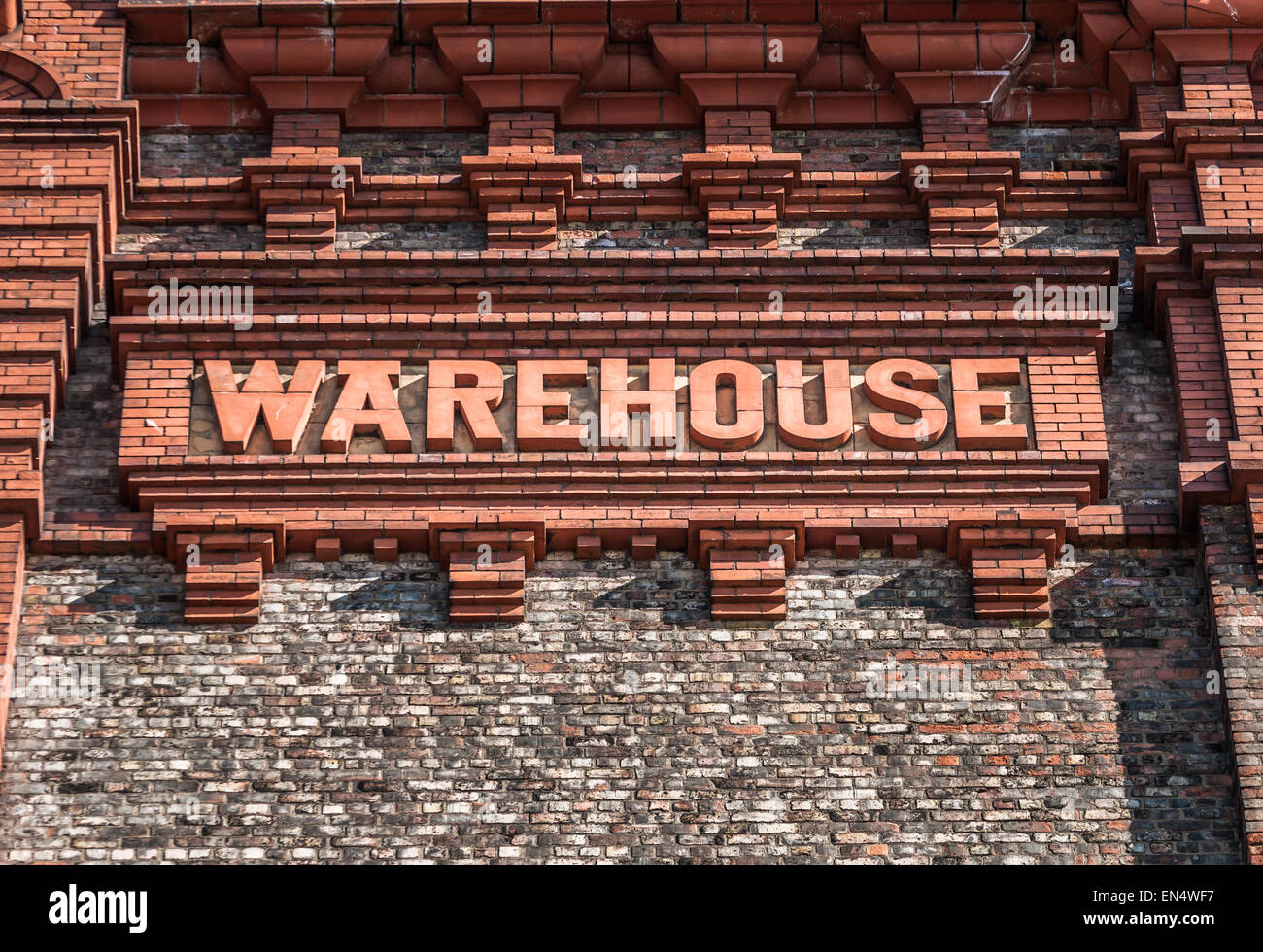 Victorian brick warehouse segno a Stanley Dock Liverpool. Foto Stock