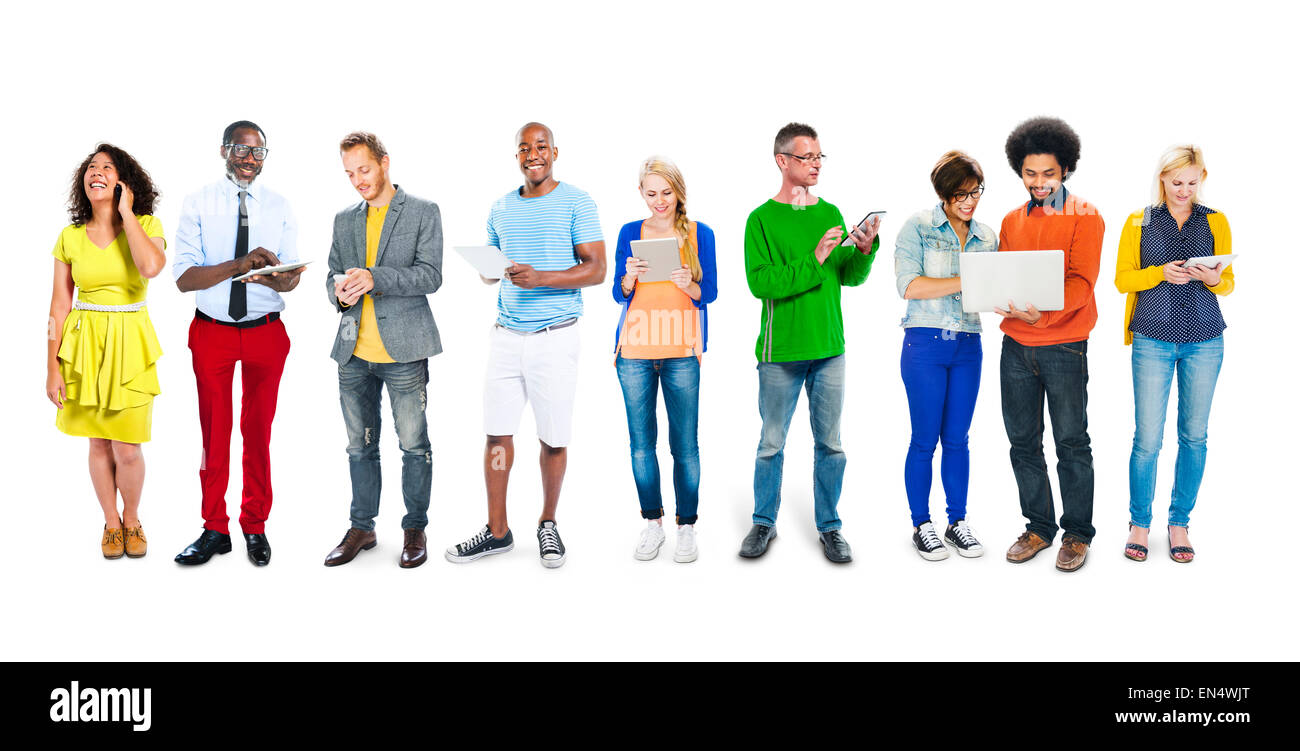 Multi-Ethnic gruppo di persone Social Networking Foto Stock