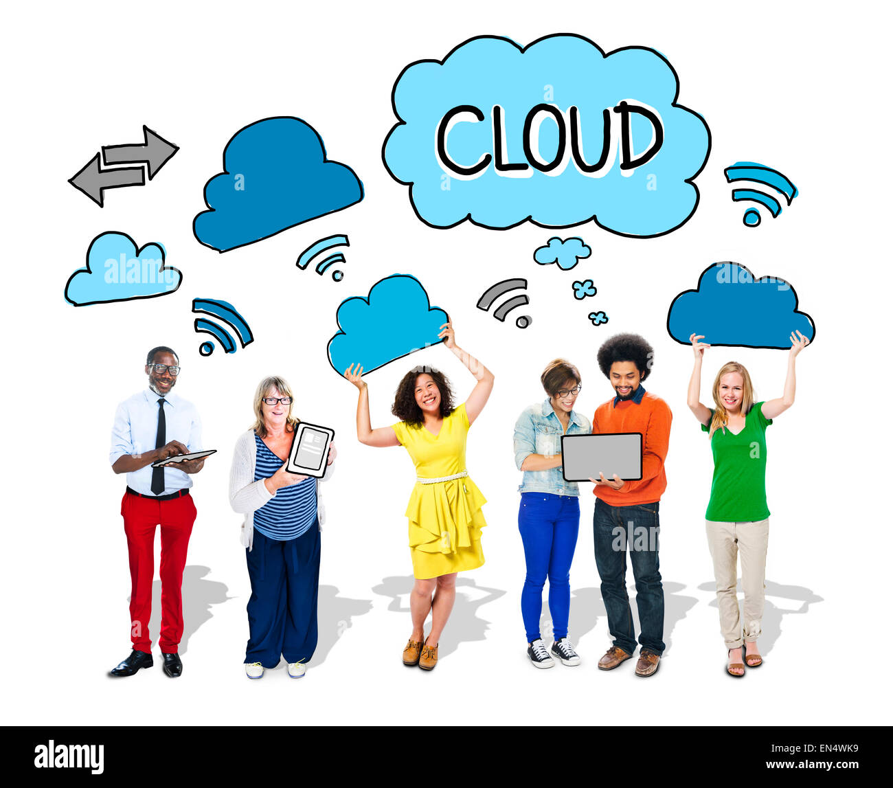 Un gruppo di persone con i concetti di networking Foto Stock