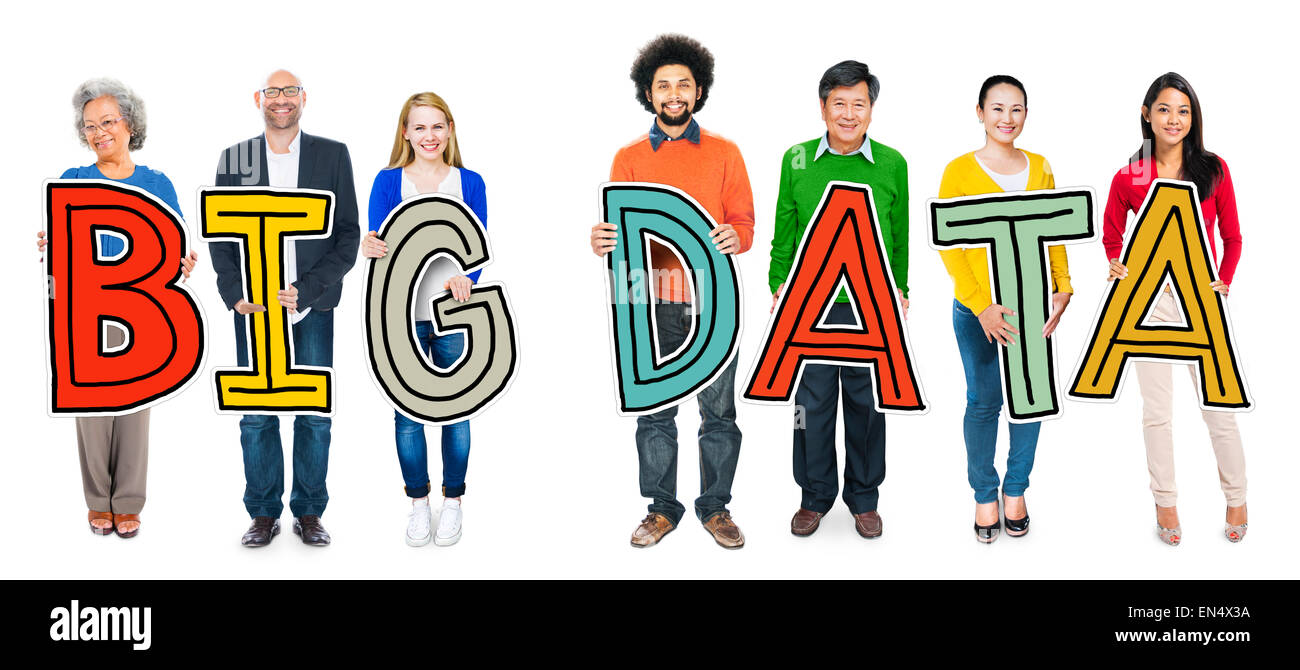 Gruppo di diverse persone azienda Dati di grandi dimensioni Foto Stock